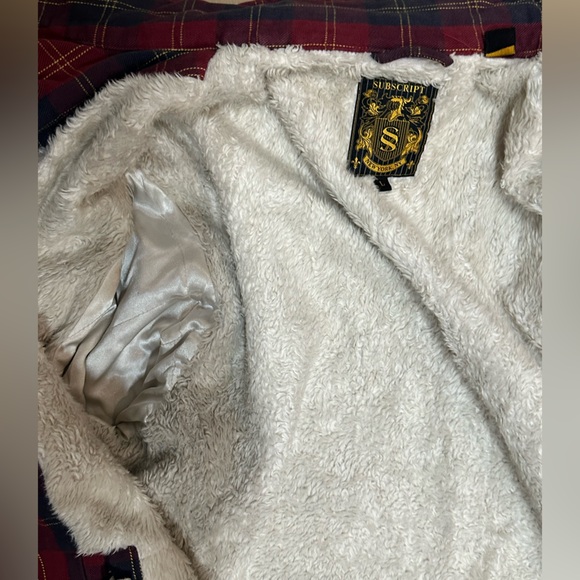 Men’s Subscript S, NY, NY (size L),  plaid, military-style coat/jacket - Picture 7 of 11